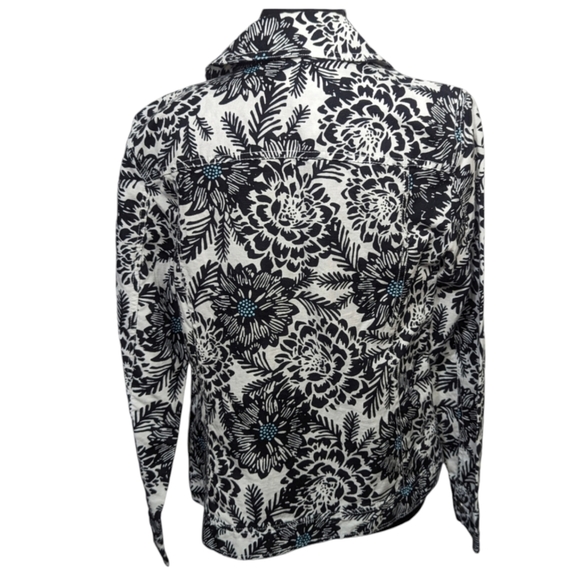 Croft & Barrow | Jacket Blazer | LINEN Blend | Black & White | Zip Up  Size Smal - Picture 9 of 16